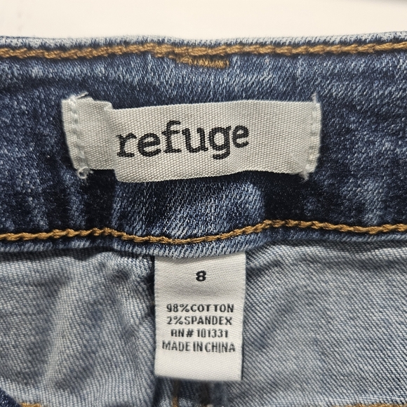 Refuge Distressed Skinny Jeans Medium Dark Wash Size 8 Blue Denim Ripped - Picture 9 of 15